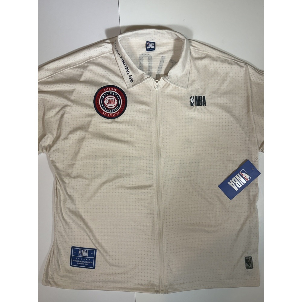 NWT - NBA National Basketball Association Full Zip Shirt White  Mens (Medium)